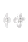 Bloem oorbel zilver